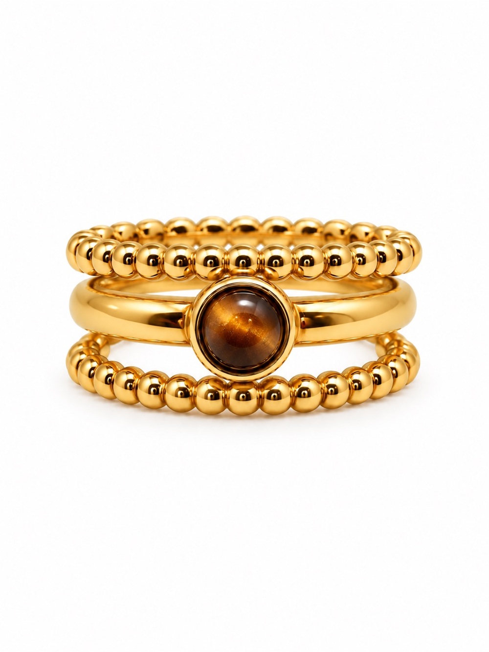 Tiger’s Eye Triple Band Ring